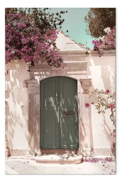 Quadro Cancello in giardino - Foto di strade urbane e fiori al sole