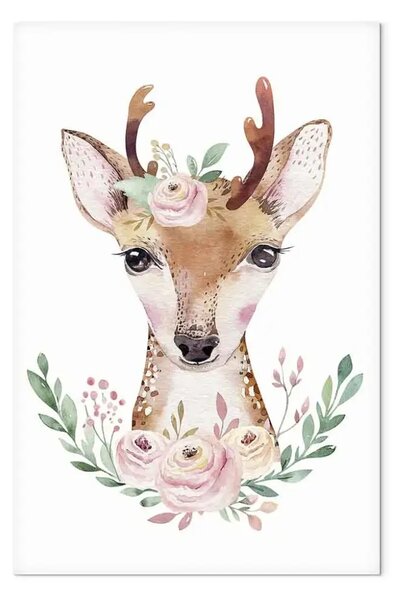 Quadro contemporaneo Cerbiatto - illustrazione colorata con un animale per bambini