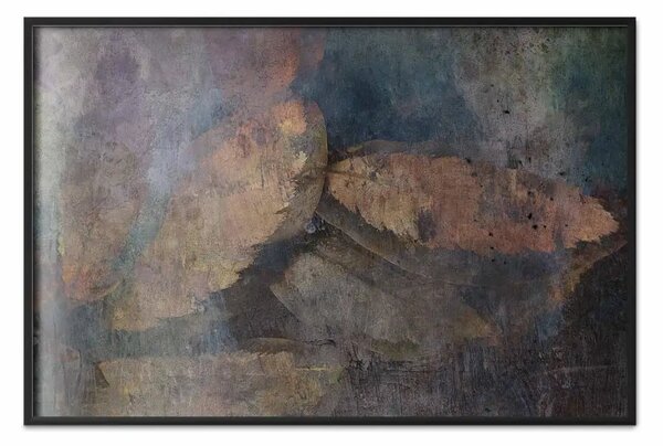Poster: Foglie di rame - texture astratta e arrugginita con motivo di foglie