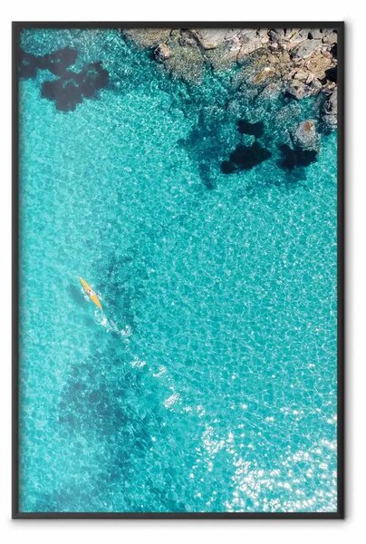 Poster: Acque turchesi - paesaggio di mare azzurro e rocce brune della costa