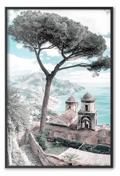 Poster: Ravello - paesaggio estivo di alberi sullo sfondo del mare