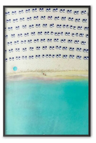 Poster: Salento - vista aerea sul mare e sdraio sulla spiaggia sabbiosa