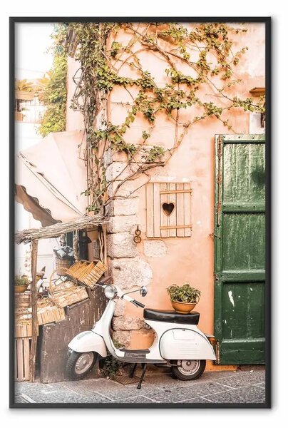 Poster: Pomeriggio italiano - scooter bianco parcheggiato sulla strada