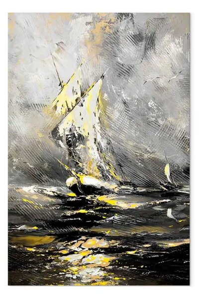 Quadro su tela Barca tempesta - paesaggio barca onde