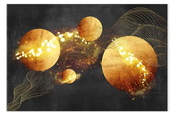 Quadro moderno Avventura cosmica largo - cerchi astratti e onde