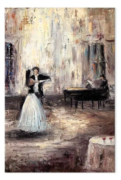Quadro su tela Coppia di danza - Composizione artistica con persone e pianoforte