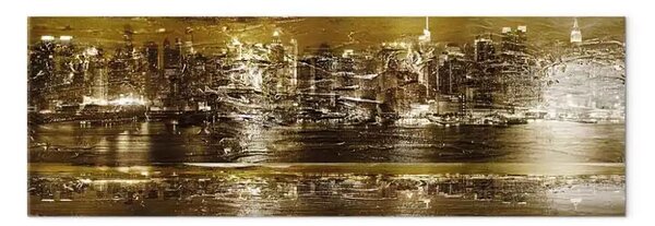 Quadro moderno Architettura della città dorata - astrazione con texture di imitazione