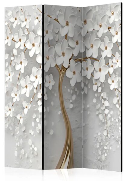 Paravento design Magnolia magica - astrazione bianca con albero