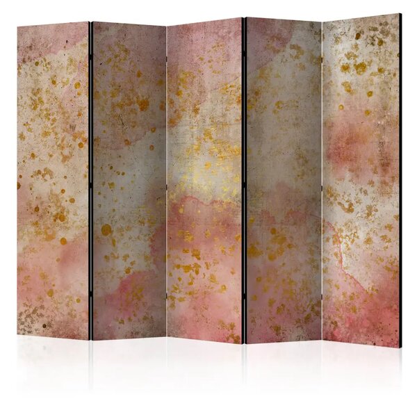 Paravento design Bollicine dorate II - astrazione acquerellata