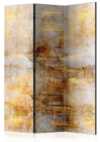 Paravento design Espressione d'oro - elegante astrazione con accenti gialli