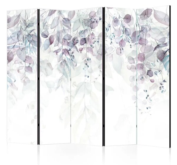 Paravento design Tocco di natura - variante 2 II - foglie su bianco