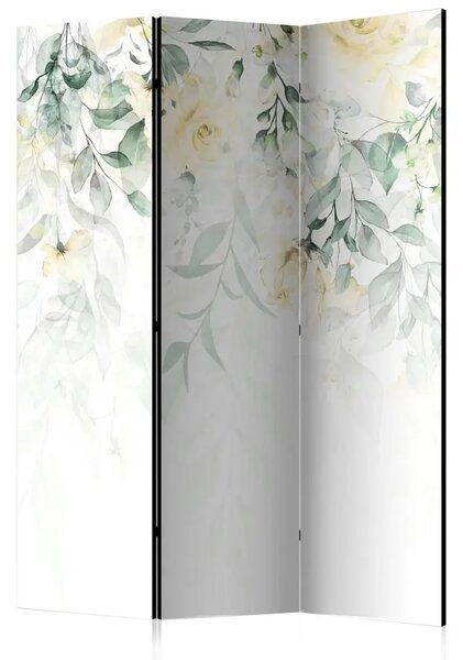 Paravento design Cascata di rose - variante 2 - fiori gialli tra le piante