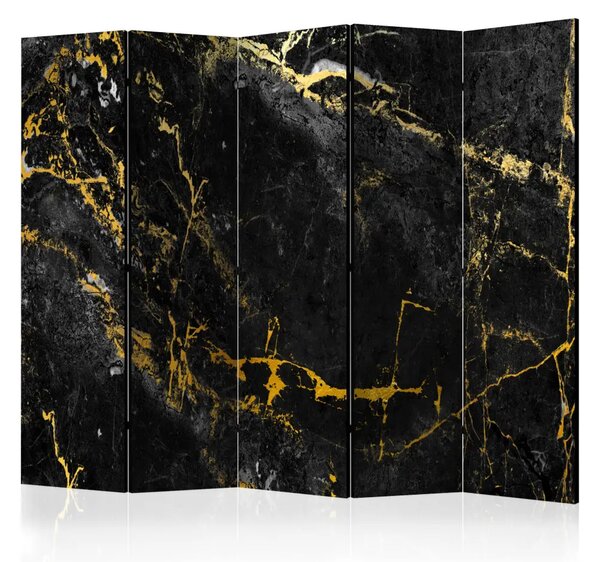 Paravento design Eleganza nera II - Sfondo con texture di marmo nero