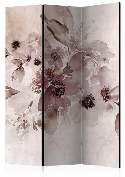 Paravento design Sfumature effimere - fiori acquerello rosa
