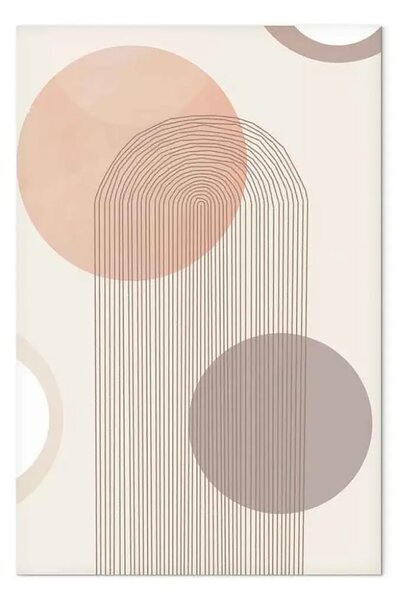 Quadro contemporaneo Ruote e linee - Astrazione con figure geometriche su uno sfondo beige
