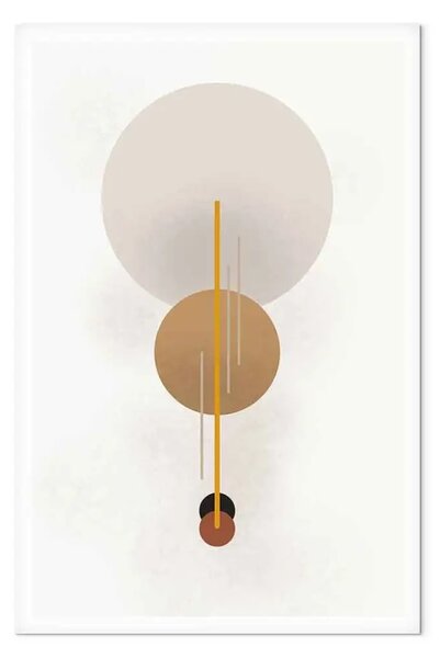 Quadro contemporaneo Quattro ruote e linee - Astrazione con figure scandi boho