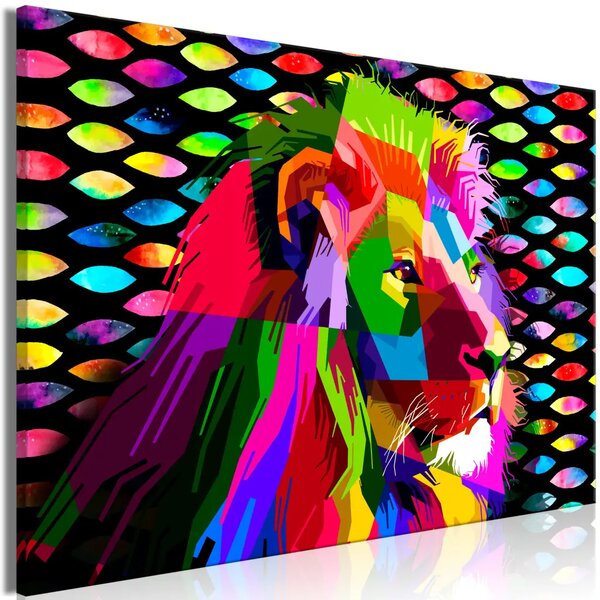 Leone arcobaleno - silhouette animale del re della giungla su sfondo colorato