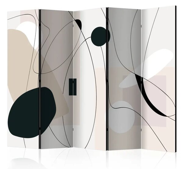 Paravento Onde di forme II - astrazione in onde stile scandiboho