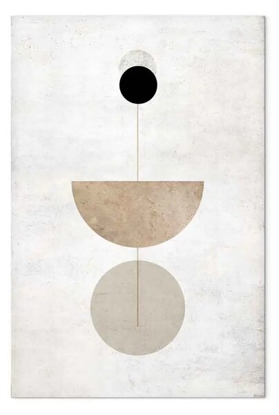 Quadro moderno Ruote e semicirchi grigi-neri - Astrazione con figure geometriche
