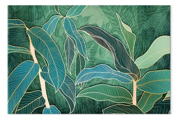 Quadro moderno Vivid Leaves wide - paesaggio di foglie esotiche
