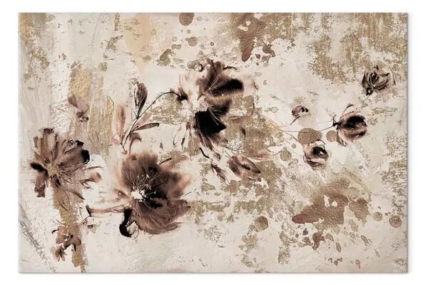 Quadro Fantasia floreale - composizione su sfondo strutturale in beige
