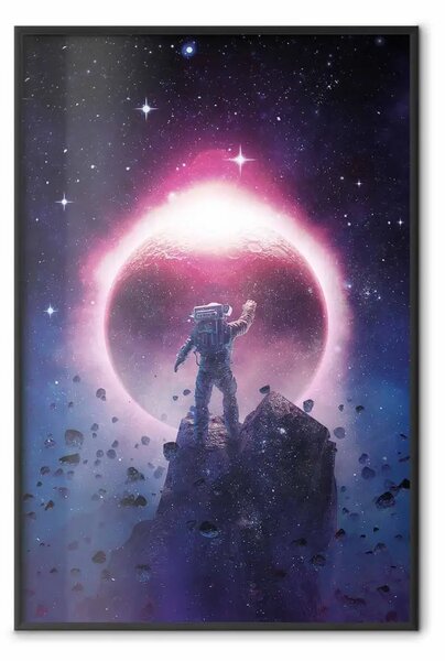 Poster: Incontro ravvicinato - fantasia con astronauta, stelle e luna