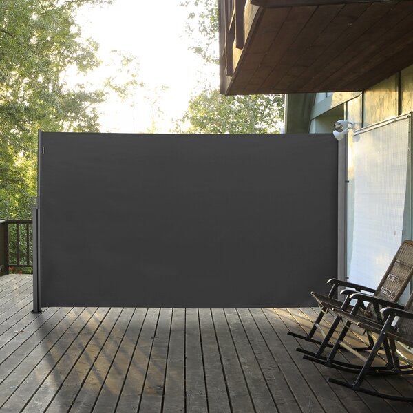 Frangivista da Giardino Estensibile 300x180A cm Poliestere Anti UV e Alluminio Grigio