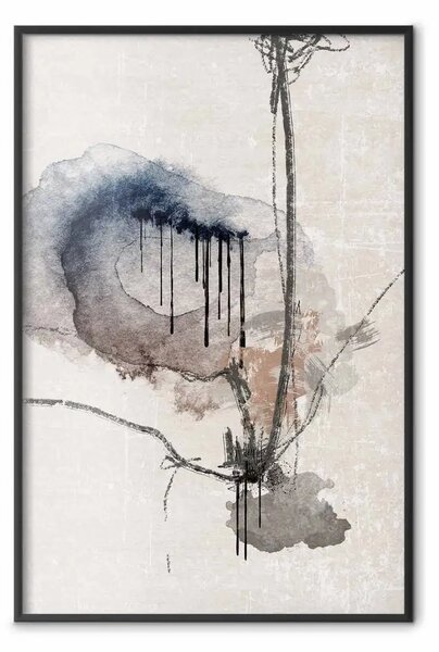 Poster: Vetrate ad acquerello - astrazione artistica in marrone e beige
