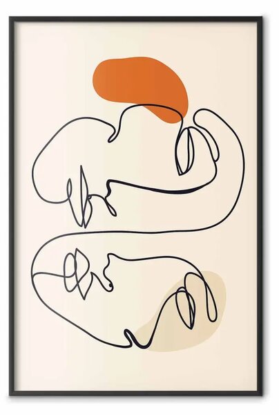 Poster: Unione solare - lineart semplice in volti umani su beige