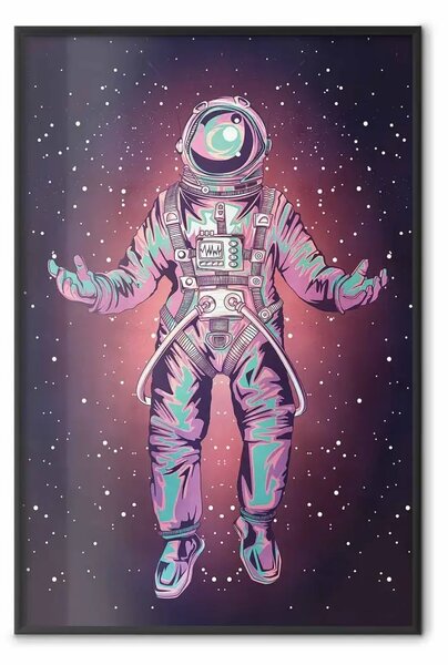 Poster: Viaggiatore solitario - composizione unica con astronauta e spazio