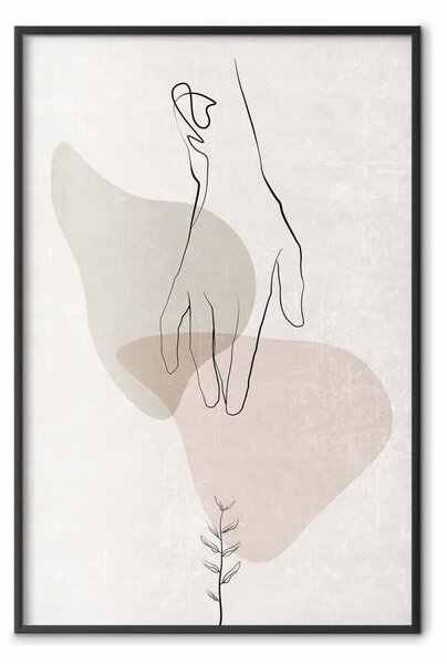 Poster: Tocco delicato - astrazione minimalista con mano su beige