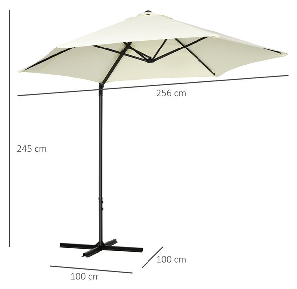 Outsunny Ombrellone da Giardino a Sbalzo 2.6x2.5 m con Rotazione a 360° e Manovella, Beige