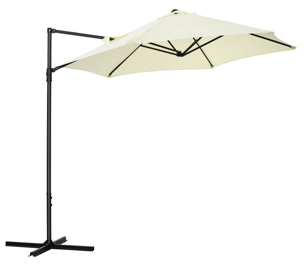 Ombrellone da Giardino a Sbalzo Ø256x245 cm con Rotazione a 360 Beige