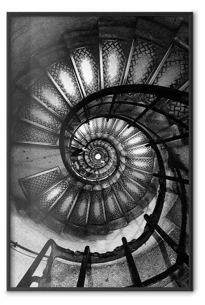 Poster: Vertigine - architettura di scala a chiocciola scura e tortuosa