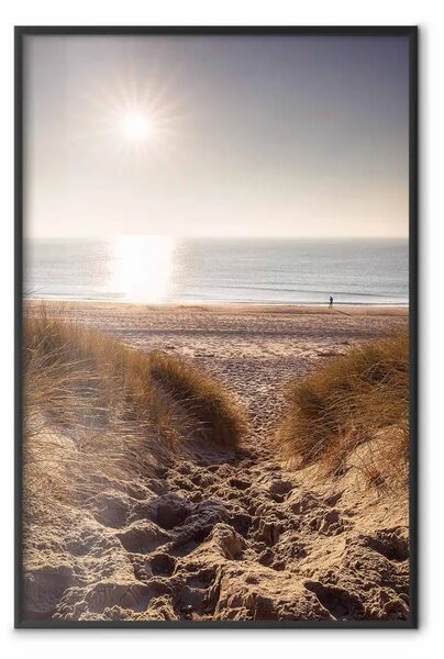Poster: Ricordo di miele - paesaggio marino di spiaggia al bagliore del sole