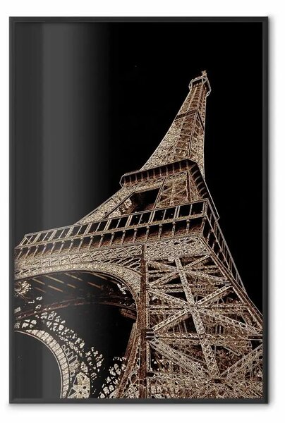 Poster: Splendore francese - architettura della Torre Eiffel su sfondo nero