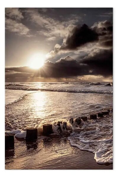 Quadro moderno Passione interrotta verticale - tramonto e mare