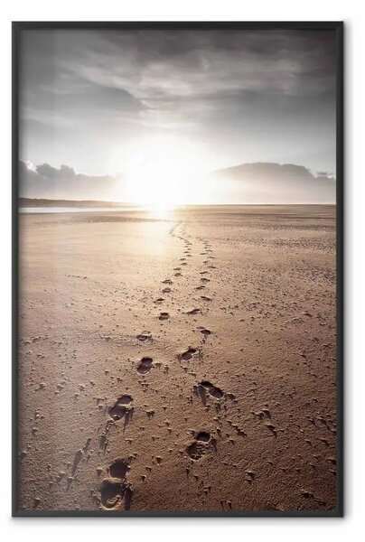Poster: La nostra strada - paesaggio di grande spiaggia su bagliore tramonto