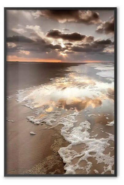 Poster: Dispersione del presente - paesaggio di spiaggia sul tramonto