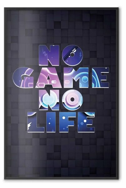 Poster: No Game, No Life - testi colorati in inglese su sfondo scuro
