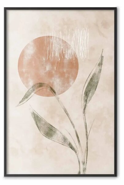 Poster: Autunno all'alba - composizione autunnale di piante su beige