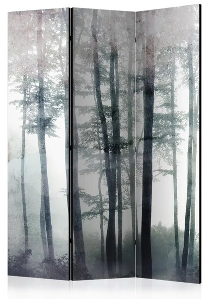 Paravento design Bosco nebbioso - delicato paesaggio delle cime degli alberi