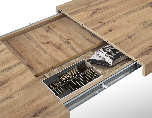 Tavolo moderno allungabile rovere rustico gambe nere 160x90x76 180x90x76