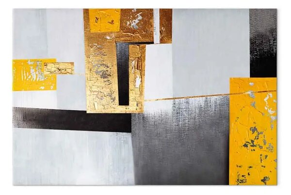 Quadro su tela Posizione d'oro - moderna astrazione con figure