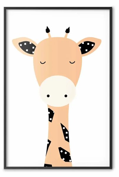Poster: Giraffa divertente - animale colorato su sfondo bianco contrastante