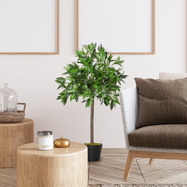 Outsunny Set di 2 Alberi di Alloro in Vaso Artificiali Altezza 90cm per Interni ed Esterni|Aosom