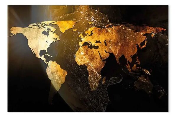 Quadro Pianeta scintillante - mappa del mondo su sfondo terrestre