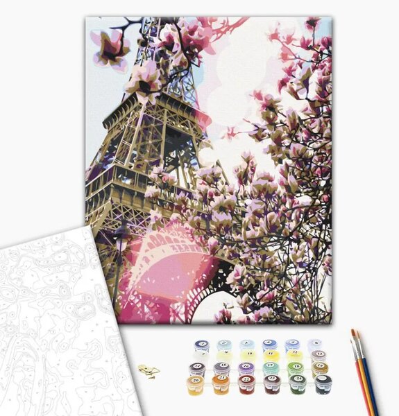Quadro da dipingere con i numeri Torre Eiffel in magnolie