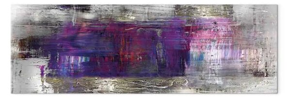 Quadro Respiro stretto - astrazione colorata su sfondo argentato
