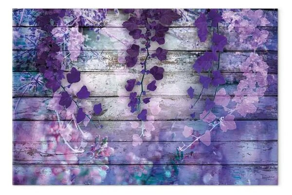 Quadro contemporaneo Incanto lavanda - fiori viola tavole sfondo